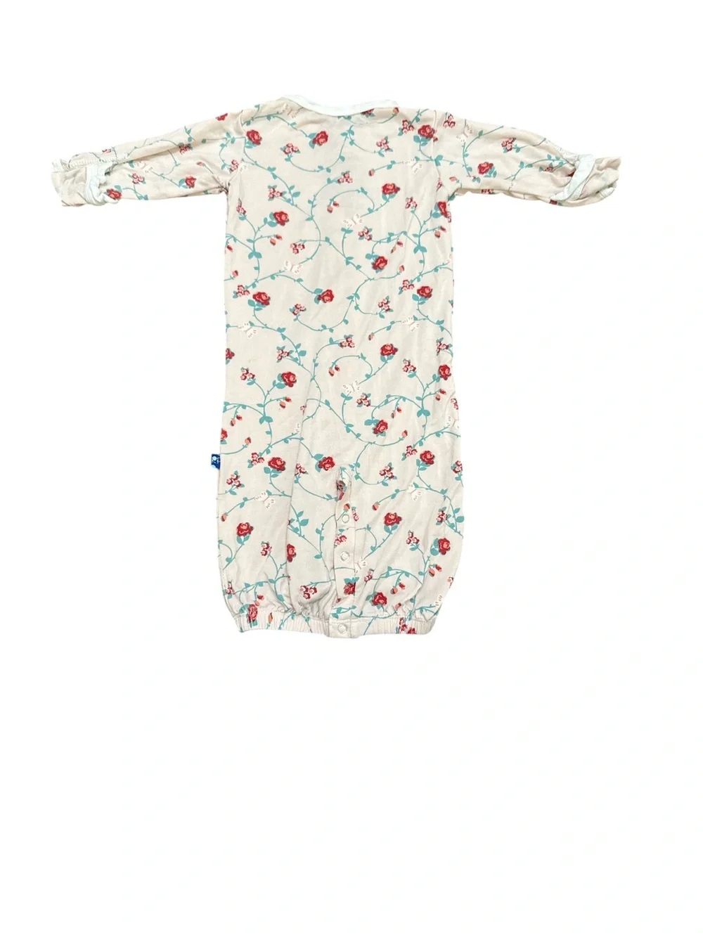 Kickee Pants Converter Gown Baby Girl Size 0-3 Months Floral Roses Pink